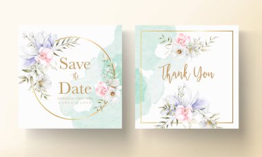 Zarif bir çiçekli güzel bir düğün davetiyesi.