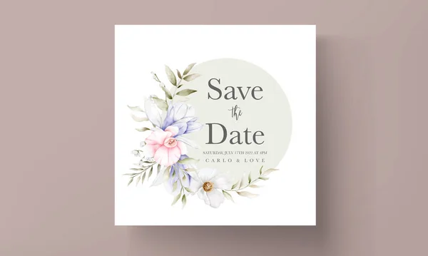 Krásná Svatební Pozvánka Elegantní Vinobraní Květinové — Stockový vektor
