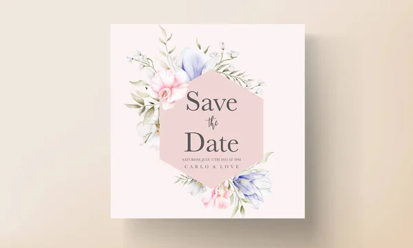 Belle Carte Invitation Mariage Avec Élégant Vintage Floral — Image vectorielle