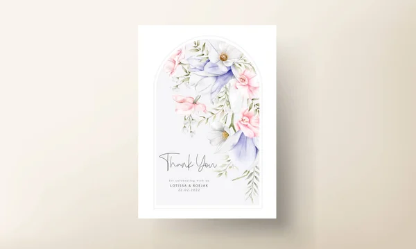 Hermosa Tarjeta Invitación Boda Con Elegante Vintage Floral — Vector de stock