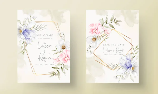 Belle Carte Invitation Mariage Avec Élégant Vintage Floral — Image vectorielle