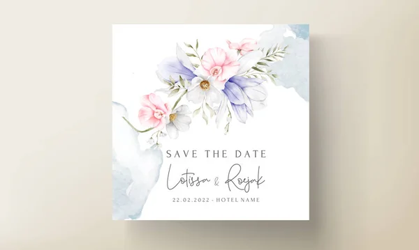 エレガントなヴィンテージの花と美しい結婚式の招待カード — ストックベクタ