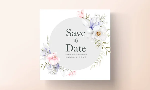 Vacker Bröllop Inbjudan Kort Med Elegant Vintage Blommor — Stock vektor