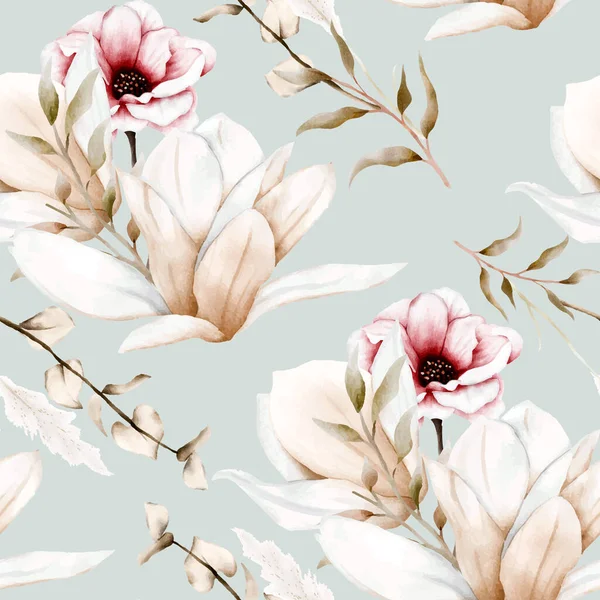 Belle Aquarelle Élégant Motif Boho Floral Sans Couture — Image vectorielle