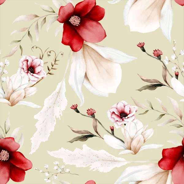 Belle Aquarelle Élégant Motif Boho Floral Sans Couture — Image vectorielle