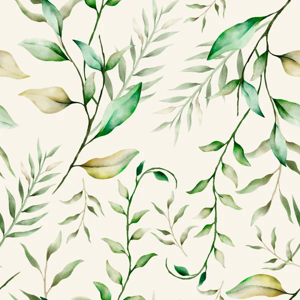 Elegante Florale Nahtlose Muster Mit Blättern Aquarell Ornament — Stockvektor