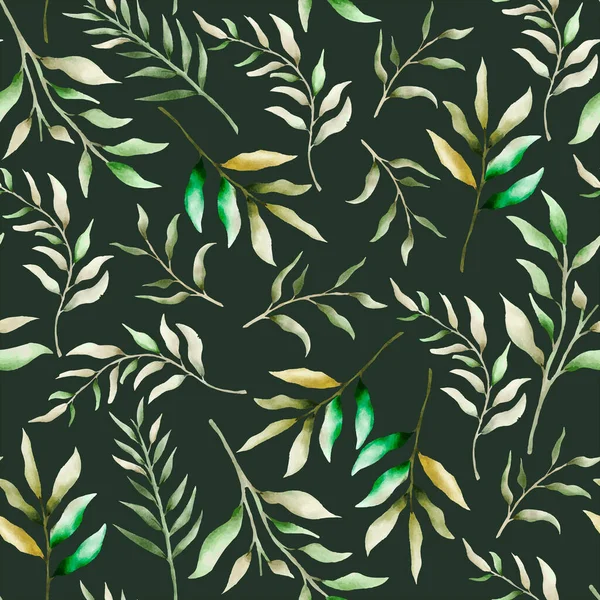 Elegante Florale Nahtlose Muster Mit Blättern Aquarell Ornament — Stockvektor