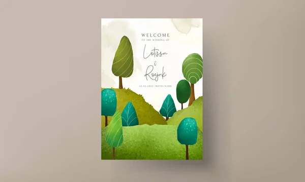 stock vector beautiful hand drawn greenery scenery and tree invitation card template