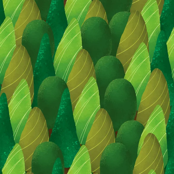 Beautiful Hand Drawn Greenery Scenery Tree Pattern — Stock Vector