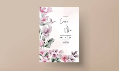 Klasik çiçekli suluboya düğün davetiyesi.