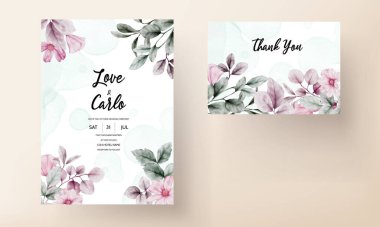 Çiçekli suluboya düğün davetiyesi.