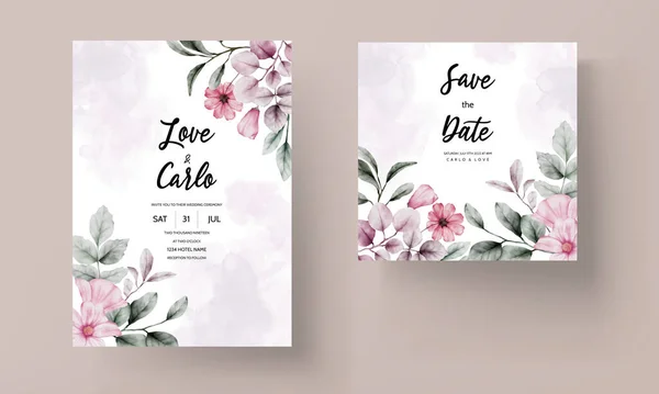 Elegant Wedding Invitation Card Vintage Floral Watercolor — Stock Vector