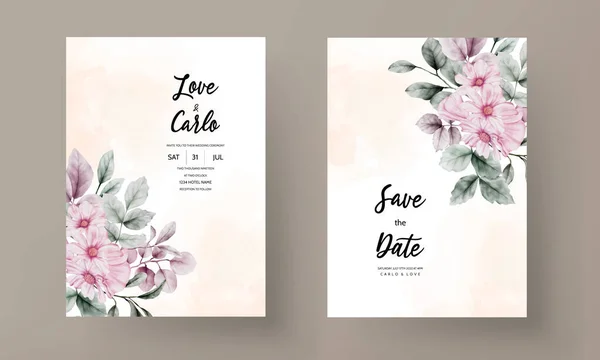 Krásná Svatební Pozvánka Květinovým Akvarelem — Stockový vektor