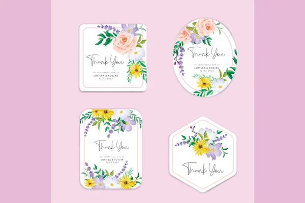 Belle Collection Étiquettes Fleurs Feuilles Dessinées Main — Image vectorielle