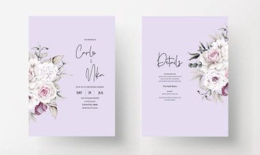 Güzel el çizimi suluboya çiçek davetiye kartı