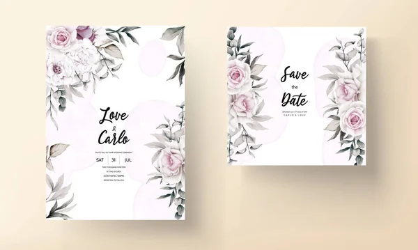 Belle Carte Invitation Florale Aquarelle Dessinée Main — Image vectorielle