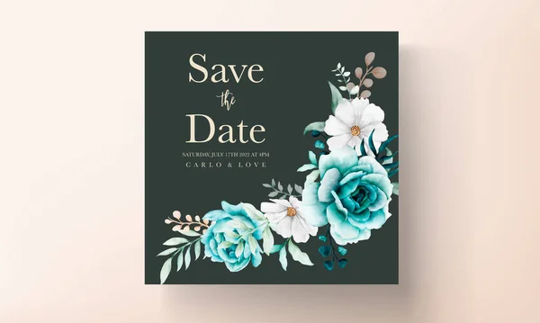 Όμορφη Ακουαρέλα Tosca Λουλούδι Και Φύλλα Πρόσκληση Κάρτα — Διανυσματικό Αρχείο