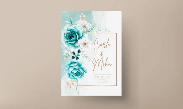 Flor Aquarela Elegante Deixa Cartão Convite Casamento — Vetor de Stock