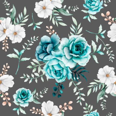 Zarif suluboya toska çiçeksiz desen