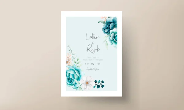 Elegante Aquarell Einladungskarte Mit Tosca Blume Und Blättern — Stockvektor
