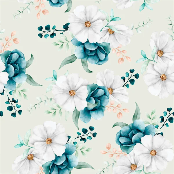 Élégante Aquarelle Tosca Motif Floral Sans Couture — Image vectorielle