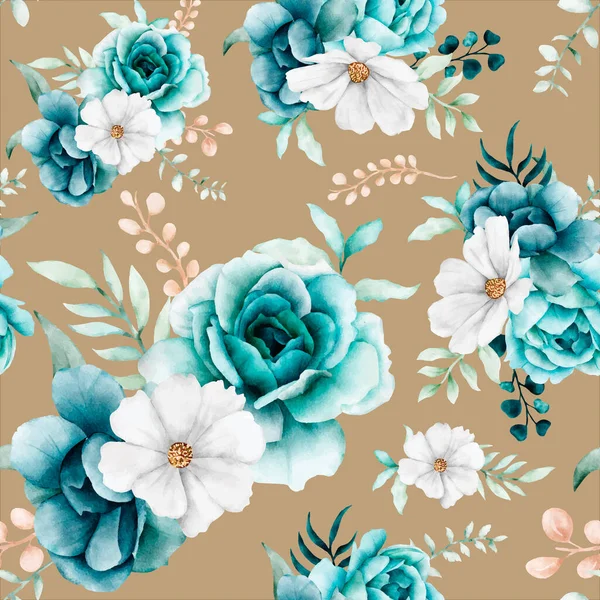 Élégante Aquarelle Tosca Motif Floral Sans Couture — Image vectorielle