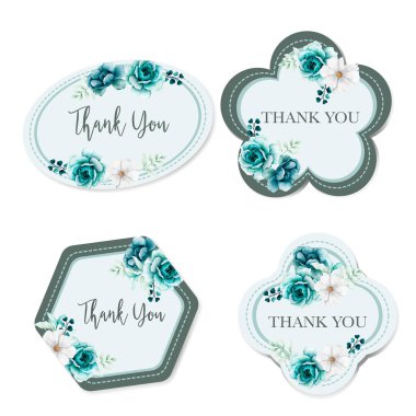 Güzel suluboya düğün etiketleri koleksiyonu