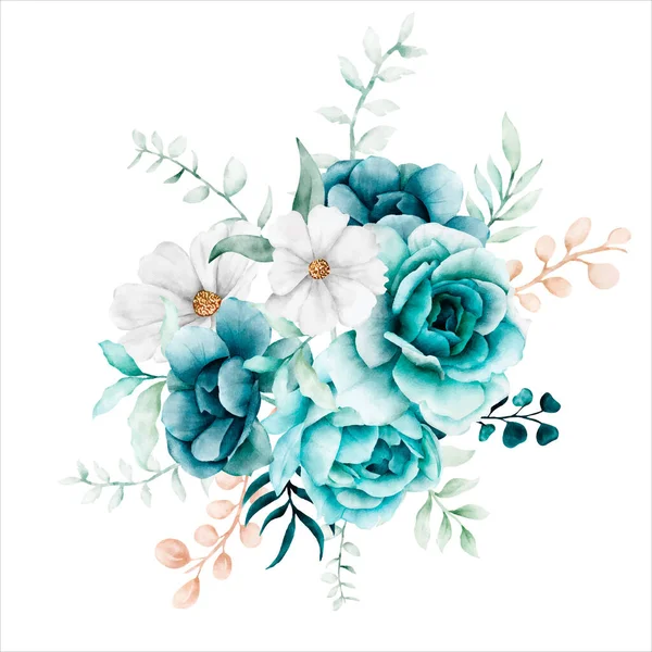 Weiße Tosca Blumenstrauß Anordnung Aquarell — Stockvektor