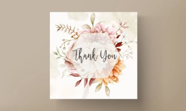 Güzel sonbahar çiçekli düğün davetiyesi şablonu