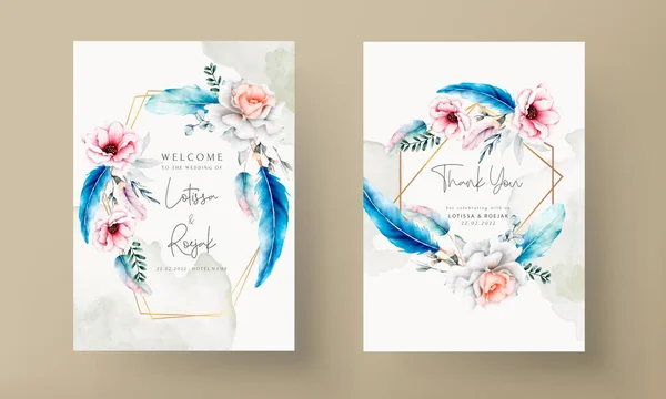 Belle Fleur Dreamcatcher Modèle Carte Invitation — Image vectorielle