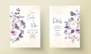 Güzel el çizimi düğün davetiyesi çiçek tasarımı