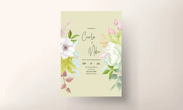 Modelo Cartão Convite Casamento Bela Grinalda Floral — Vetor de Stock