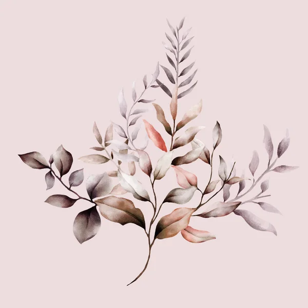 エレガントな水彩茶色の葉の花束 — ストックベクタ