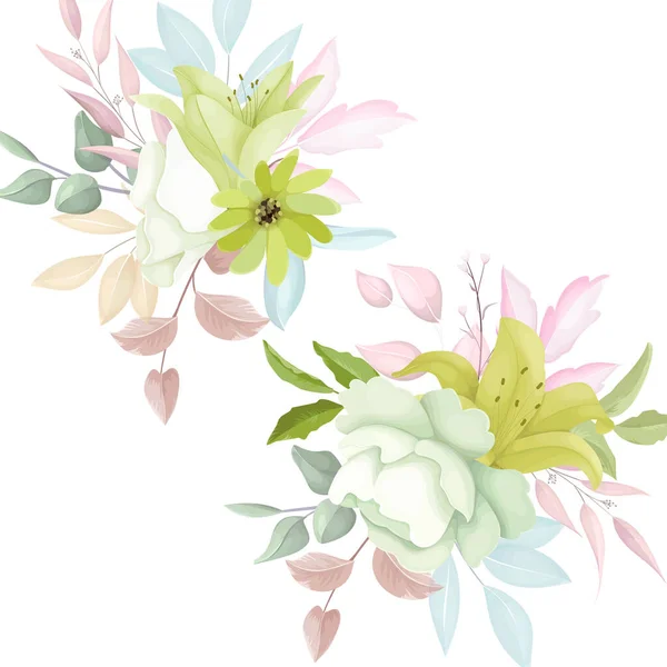 美しいブーケ アネモン 花と葉 — ストックベクタ
