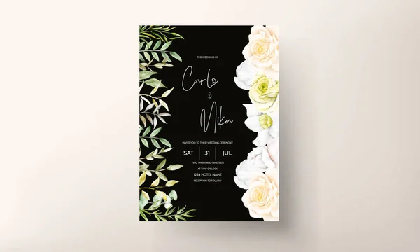 Mooie Bloeiende Bloem Bruiloft Uitnodiging Kaart — Stockvector