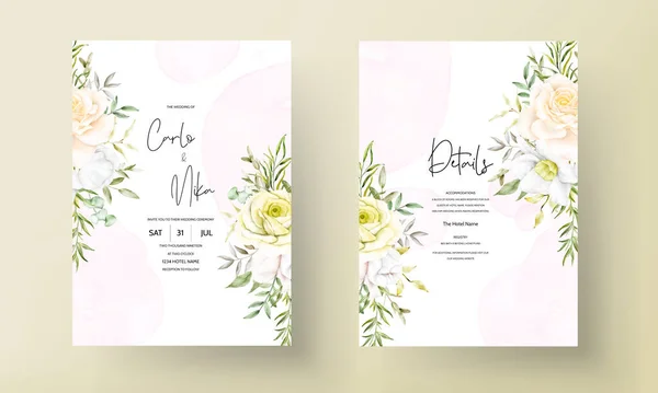 Belle Fleur Fleur Carte Invitation Mariage — Image vectorielle
