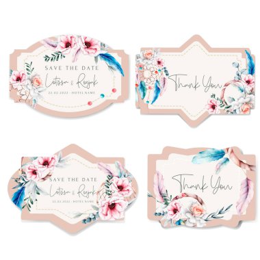 güzel çiçek ve düş kapanı etiketi koleksiyonu