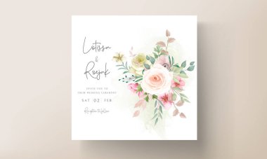 Güzel el çizimi çiçek ve düğün davetiyesi bırakır