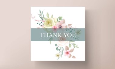 Güzel el çizimi çiçek ve düğün davetiyesi bırakır