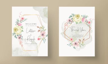 Güzel Çiçek Çelengi Düğün Davetiyesi