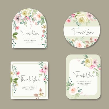 Güzel el çizimi çiçek etiketi koleksiyonu