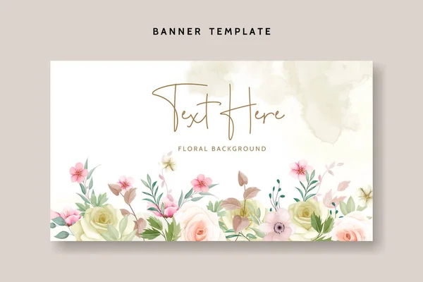 Beautiful Floral Wreath Background Template — Stock Vector
