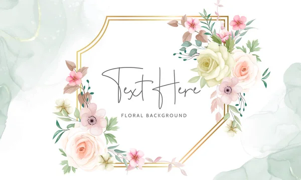 Beautiful Floral Wreath Background Template — Stock Vector