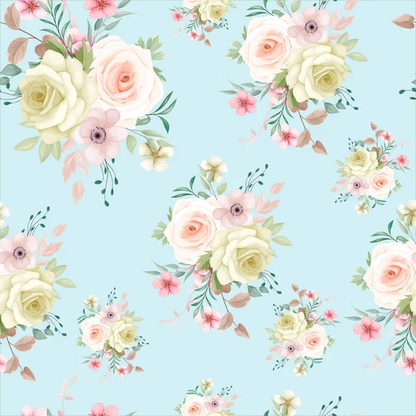 Beautiful Floral Wreath Seamless Pattern — Stock Vector