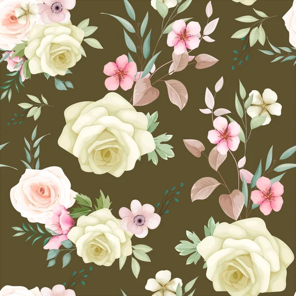 Belle Couronne Florale Motif Sans Couture — Image vectorielle