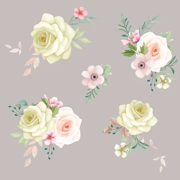 美しい手描き花の花束 — ストックベクタ