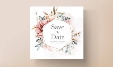 Güzel, suluboya çiçek düğün davetiyesi