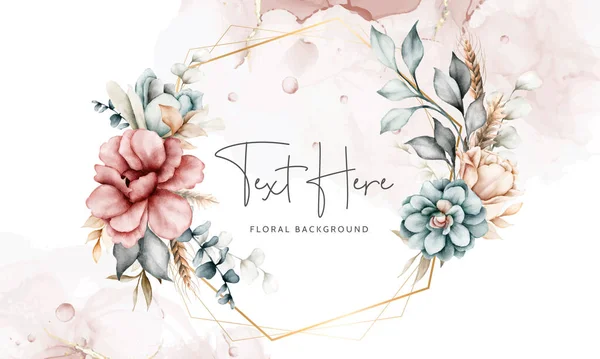 Hermoso Fondo Floral Con Flores Hojas Acuarela Vintage — Vector de stock