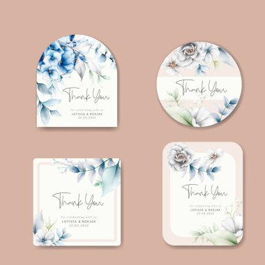 Güzel çiçek çelenkli zarif çiçek etiketi koleksiyonu