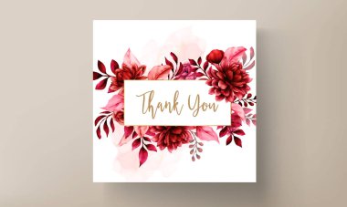 Zarif kırmızı kestane rengi düğün davetiyesi şablonu